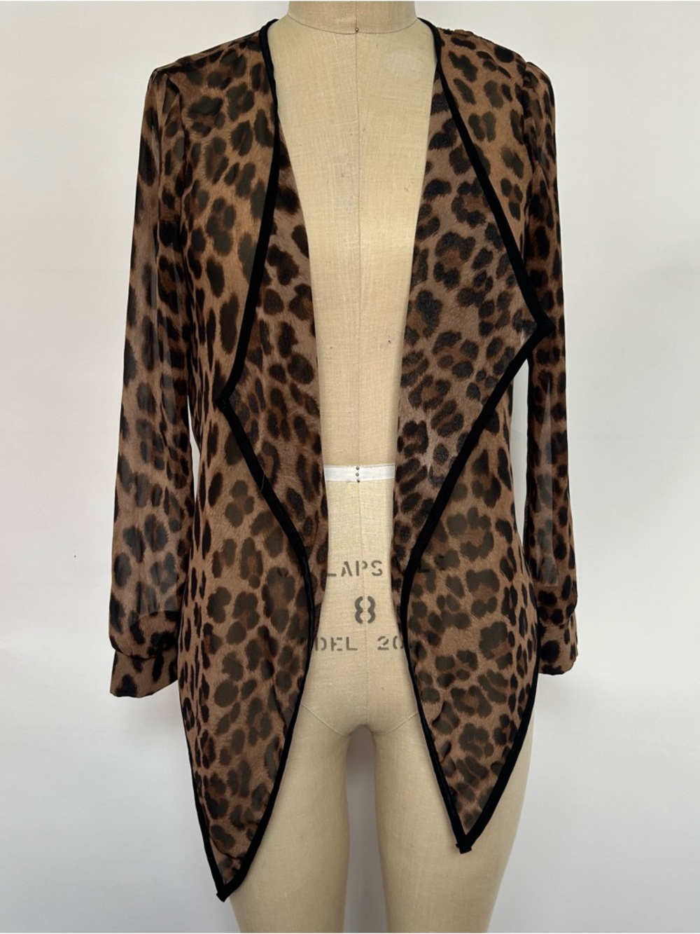 Body Central Leopard Print Drape Cardigan in Brown and Black